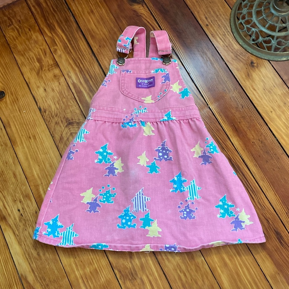 Rare OshKosh B’Gosh vintage clown print skirt overalls size 4T